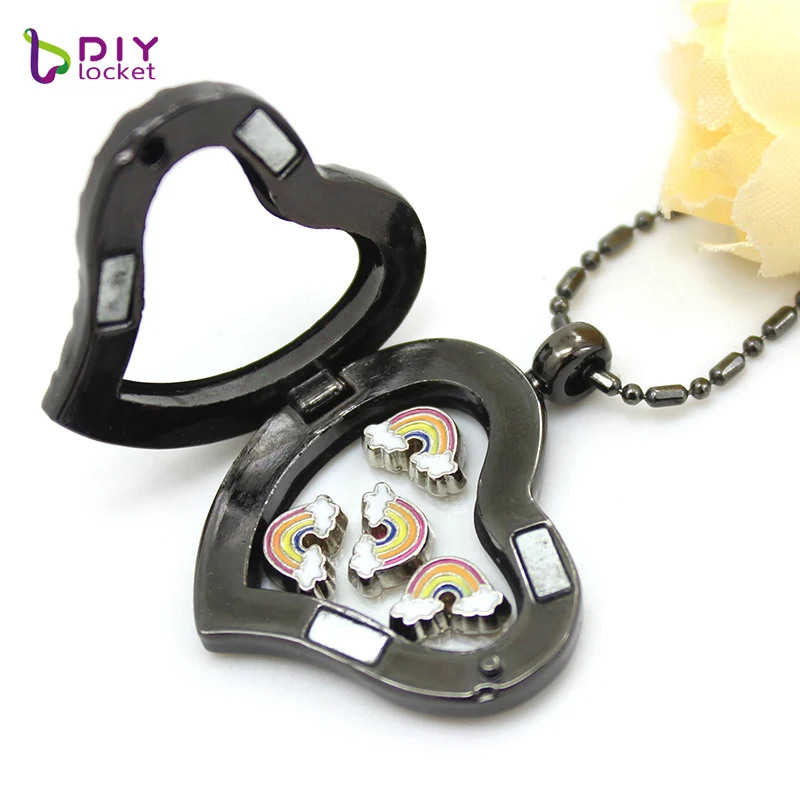 Diylocket оптовая продажа плавающая подвеска медальон в форме сердца с магнитным