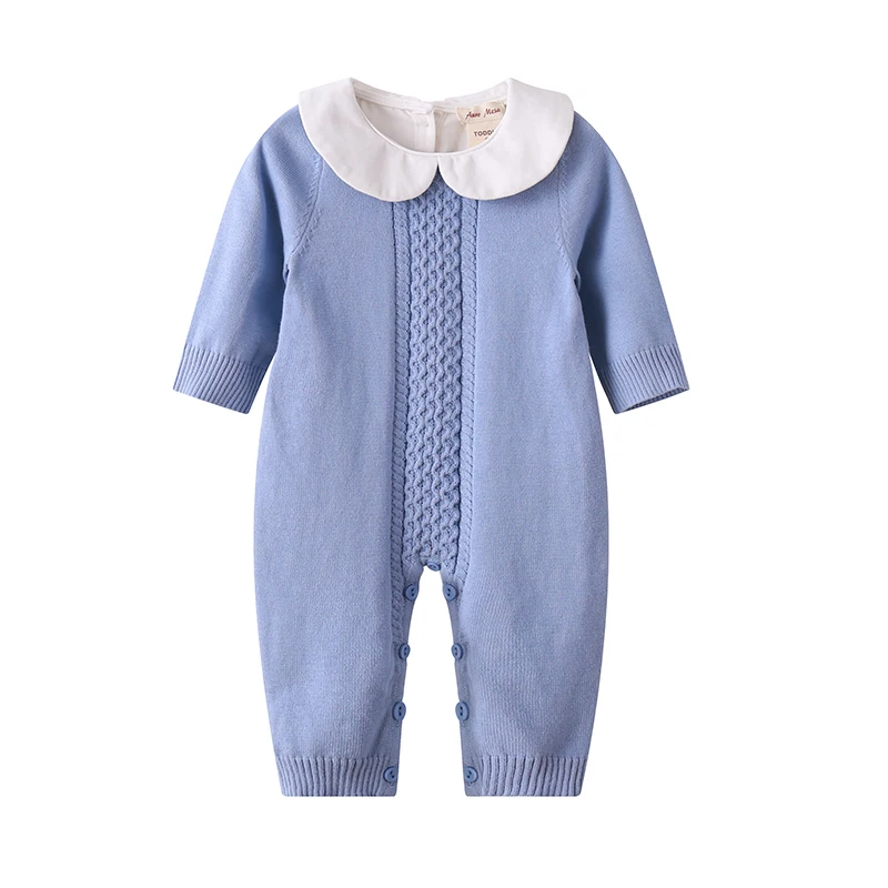

Baby & Little Boy Girl Sweet Long Sleeve Peter Pan Collar Knit Sweater Romper Outfit Clothes Twin Baby Clothing Jumpsuit Boutiqu