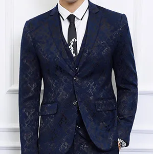 Navy Blazer only Блейзеры для мужчин сценическая одежда мужская Social Blusa Masculina облегающие Клубные блейзеры 2 шт./3 шт. костюм Homme бизнес - Цвет: Navy Blazer only