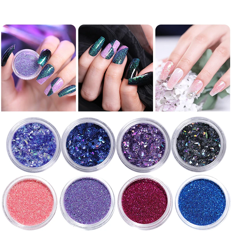 1 г/флакон Блестки для ногтей блестки Сияющие нестандартные хлопья градиентный