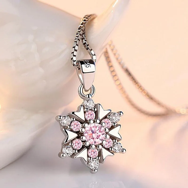 Женское ожерелье с подвеской снежинкой|stone pendant|snowflake pendantcrystal stone pendant |