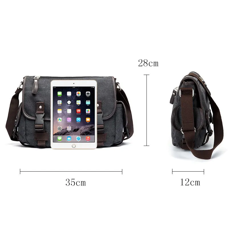 Vintage Men's Shoulder Bag Travel Crossbody Bags Causal Canvas Messenger Bag Patchwork Multi-function Laptop Handbag School Tote