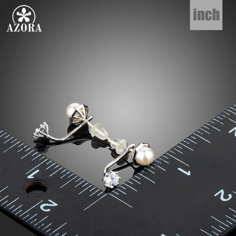 Азора классический белого золота Цвет имитация жемчуга с прозрачными серьги