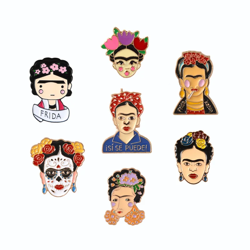 7-piece set Surrealist Freedom Artist Cartoon ретро-броши на булавке, эмалированный джинсовый воротник, металлический значок феминистки, украшения, креативные подарки - Цвет: 7-piece set