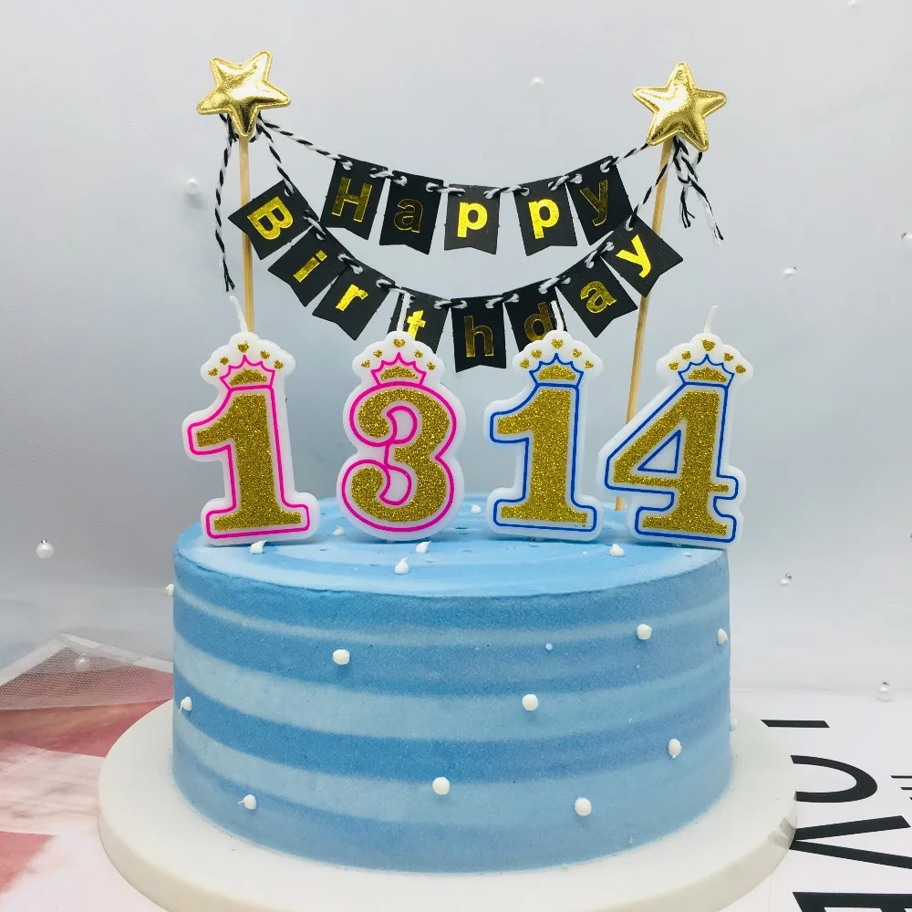 Сверкающие блестящие золотые свечи в виде короны на день рождения для детей