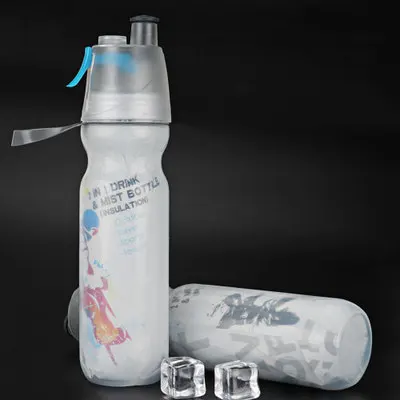 C1-Ski-Blue BAISPO 500 мл бутылки для воды двойной слой льда холодной портативный чайник Спорт Открытый питьевой чайник изолированный туман спрей бутылка для воды - Цвет: C1-Ski-Blue