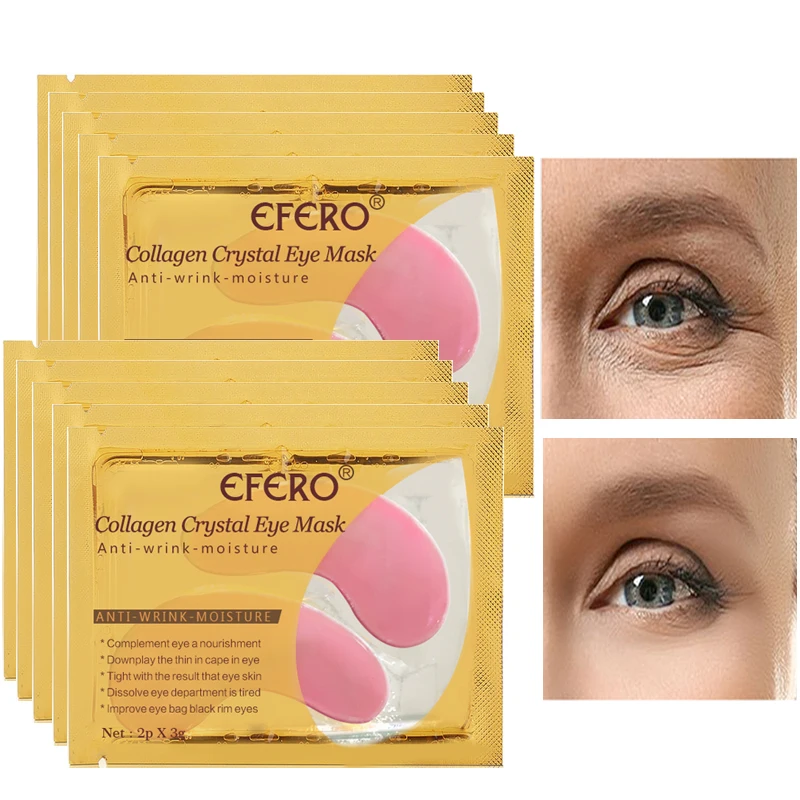 EFERO, 5 пар = 10 шт., коллагеновая маска для глаз, подушечки для глаз, гидрогелевые патчи для ухода за кожей, маска для глаз, против темных кругов, против отечности, маска для лица