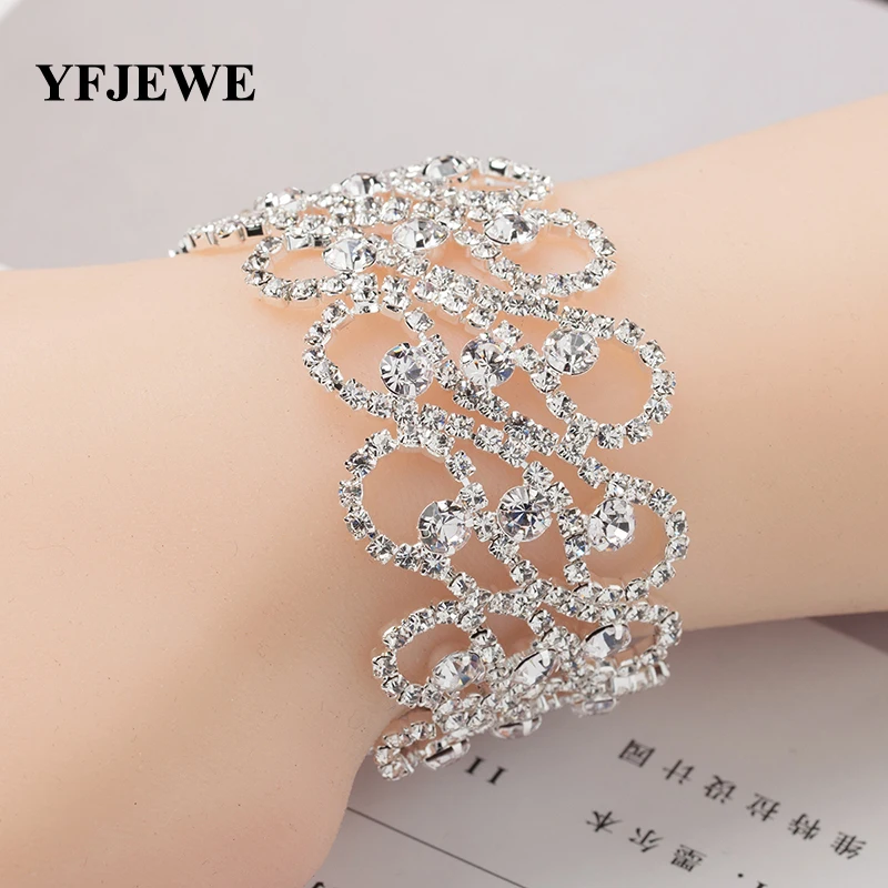 YFJEWE модные очаровательные браслеты и для женщин Роскошные Стразы Кристалл