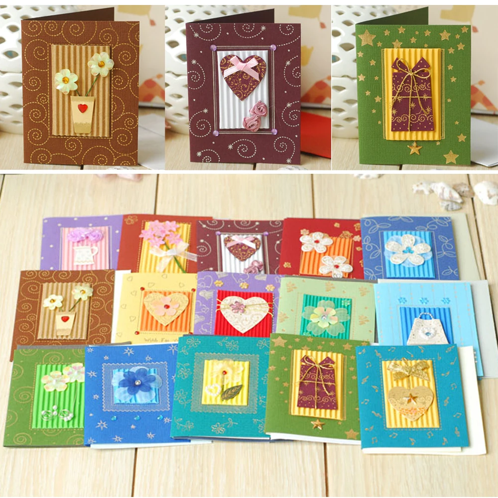 

5pcs mini corrugated cardstock card flower kids gift small greeting cards