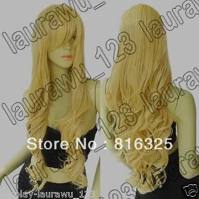 ZCD ХОРОШЕЕ&gt&gt&gt 32 &quotЖаропрочных Большой Спираль Curl Светло Золотой Русый Парик