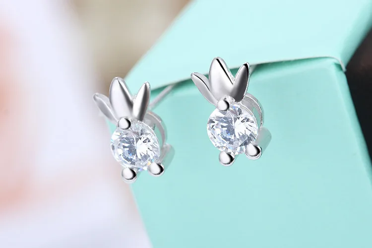 

925 Sterling Silver Shiny Crystal Fish Design Stud Earrings for Women Girls Jewelry Christmas Gift 2017 New Hot Sale Wholesale