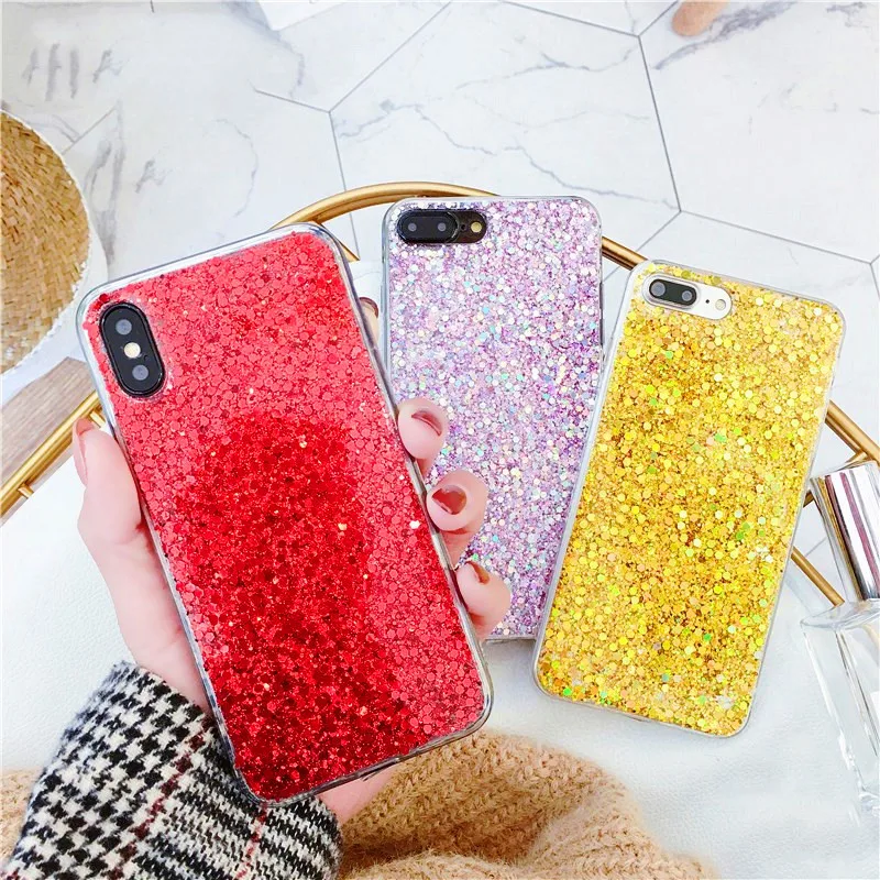 Bling Powder Case For iPhone X Glitter Wave Point Soft Silicon TPU Phone Cases Back Cover Coque iPhoneX 8 7 6 6s Plus |