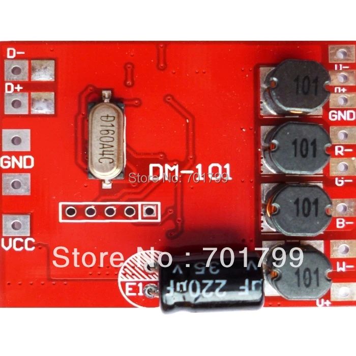 DM-101 4-канальный декодер постоянного тока RGBW dmx Стандартный вход выход 300 мА * 4