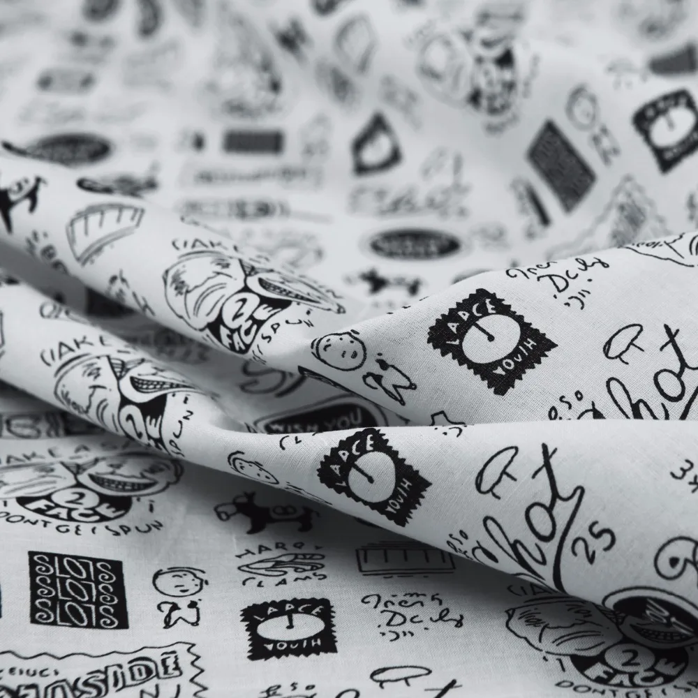 Ткань из чистого хлопка ручная роспись принт с животными свежий мультяшный стиль