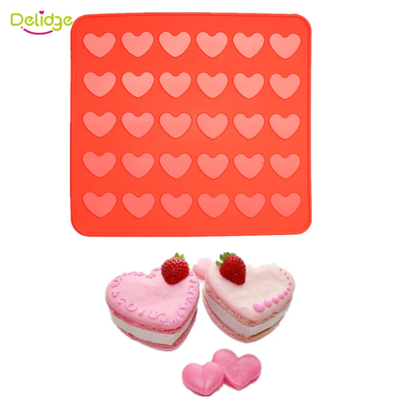Delidge 1 шт. силиконовый коврик для выпечки с 30 отверстиями в форме сердца 3D выпечка