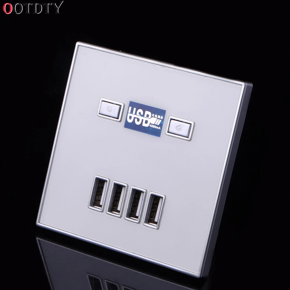 220V 4A 86 Тип 4 Порты usb стены Мощность гнездо адаптера Зарядное устройство Панель Быстрая зарядка розетки 3 цвета