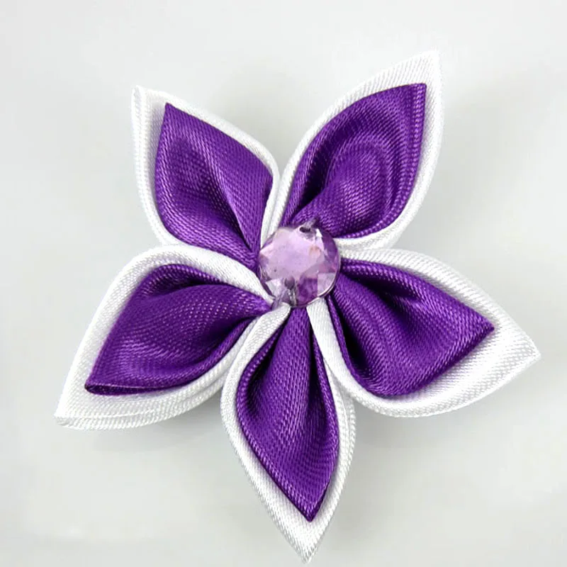 Purple 20 шт. атласные цветок Многослойные Цветы аппликация швейные волосы лук Craft Свадебные украшения 5.0 см - Цвет: Purple