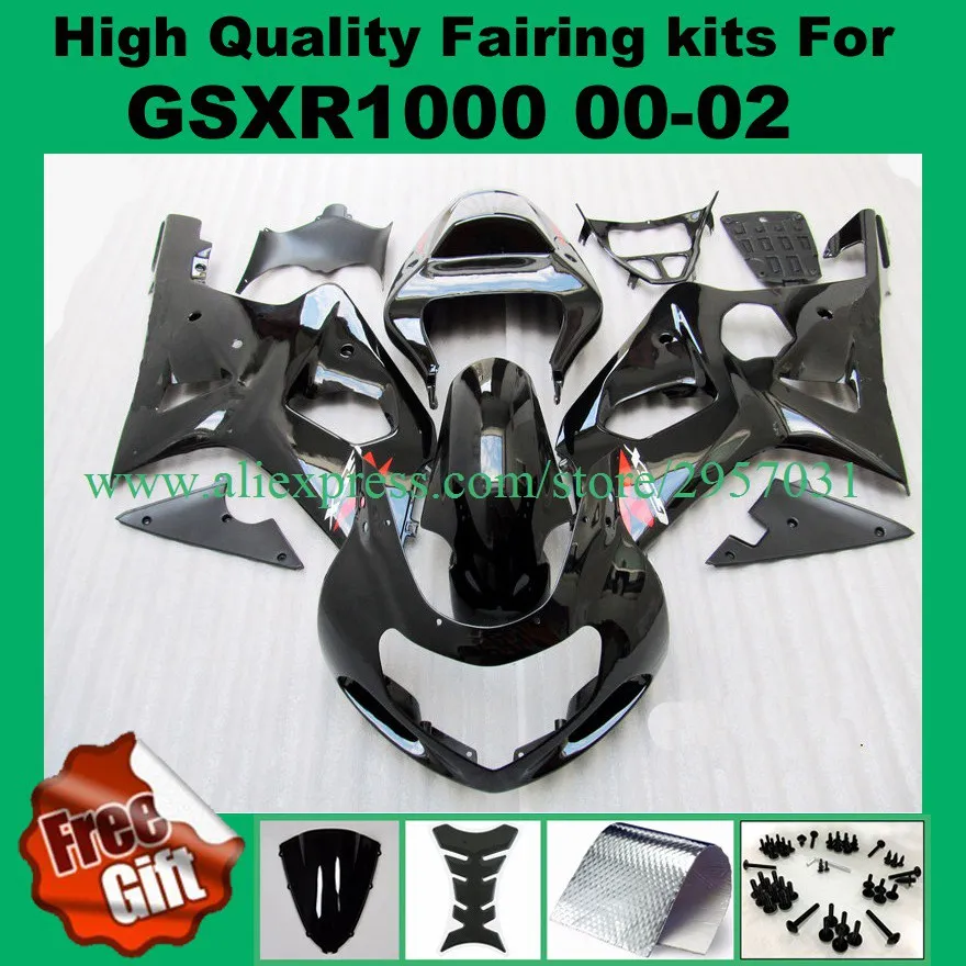 

9gifts Injection mold Fairing kit for SUZUKI GSXR1000 2000 2001 2002 GSX-R1000 00 01 02 K1 K2 Fairings black body #52L8A1