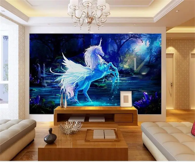 Пользовательские 3d фото обои для детской комнаты Фреска сказка Единорог Лошадь
