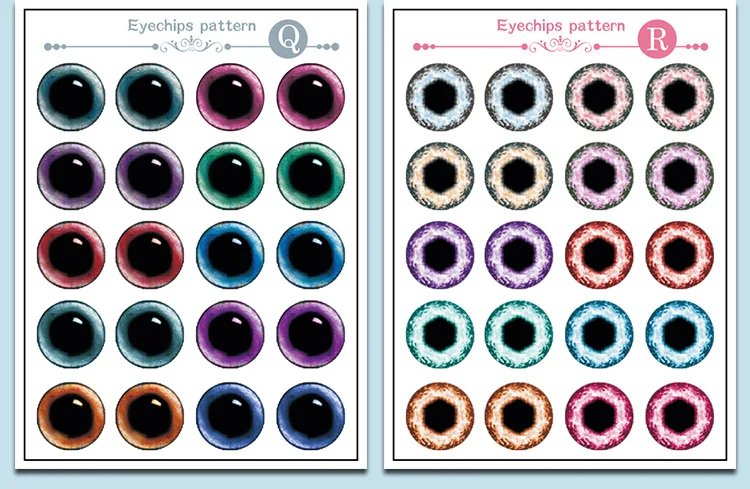 10 пар/уп. DIY Eyechips узор Blyth кукольные глаз фишек Бумага шаблон для 1:6 ледяной