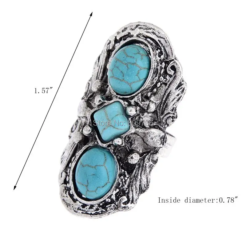 Винтажное кольцо в богемном стиле с голубым камнем для женщин старинное