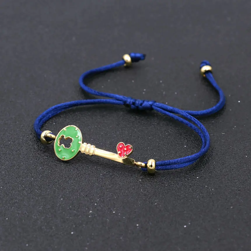 key dark blue Модный золотой браслет с ключом из нержавеющей стали для мужчин и женщин, красная веревка, резьба, браслеты для пар, подарок для влюбленных ювелирных изделий - Окраска металла: key dark blue