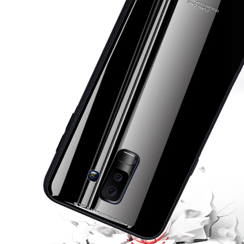 Жесткий чехол BFOLLOW для Samsung Galaxy A8 2018/A6 2018/A7 A5 2018 Стекло 9H задняя крышка черный