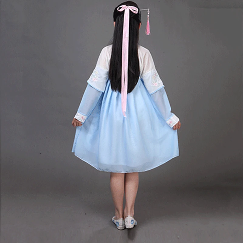 Платье Tang Hanfu с длинным рукавом традиционная одежда для девочек китайский костюм