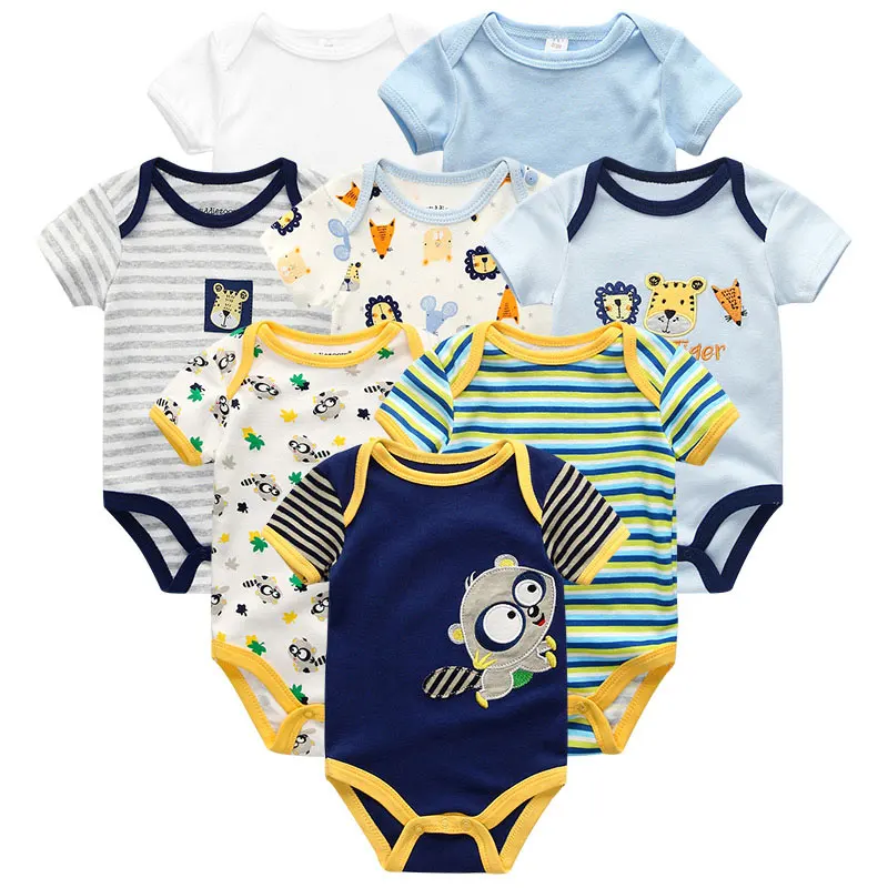 Baby Clothes 17 Детская одежда на возраст от 8 до шт./компл. хлопок, комплект одежды для новорожденного мальчика и девочки, комбинезон летние шорты с длинными рукавами для младенцев, Костюмы с принтом в виде животных для детей, пижамный комплект для мальчиков и девочек; roupas de bebe - Цвет: Baby Clothes 17