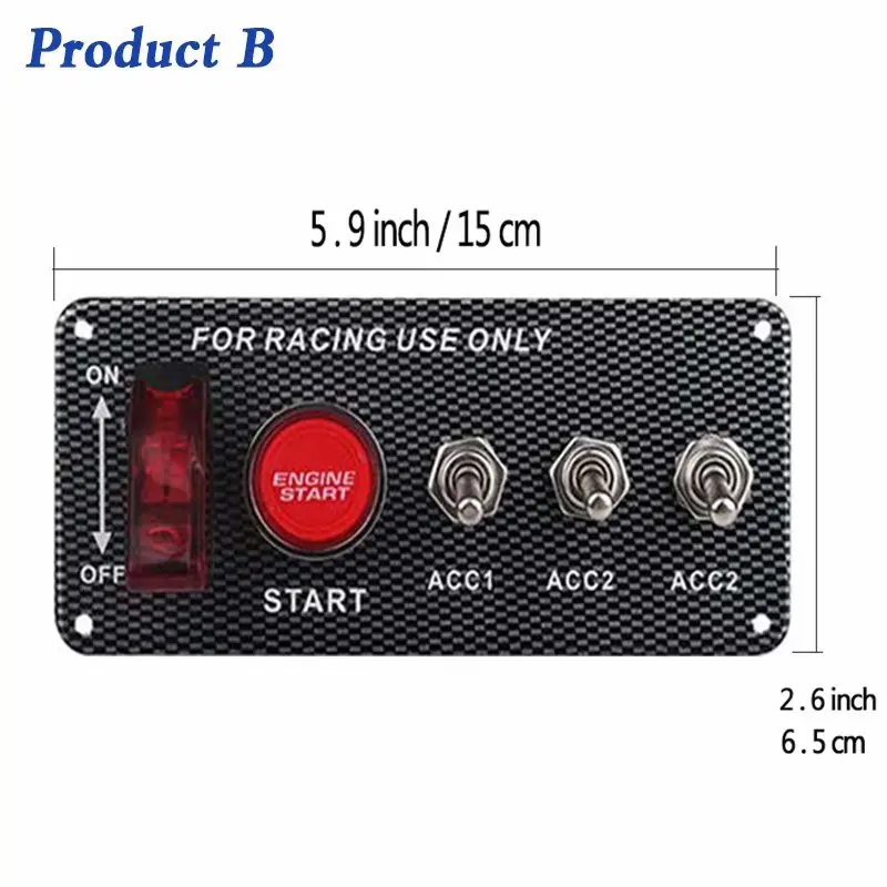 Product B DC12V 20A СВЕТОДИОДНЫЙ Переключатель зажигания Панель для спортивного гоночного автомобиля пусковая кнопка стартера авто переключатели - Цвет: Product B