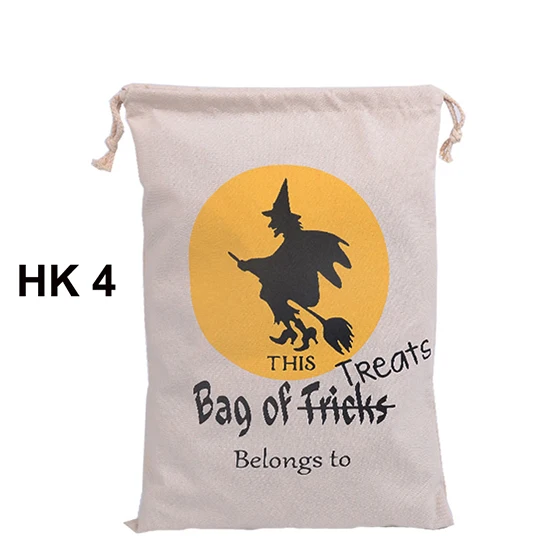 Bolsa de mano de lona de algod&oacute;n para ni&ntilde;os, saco de Halloween, regalos de Halloween, 6 estilos, gran oferta, 30 unids/lote-4