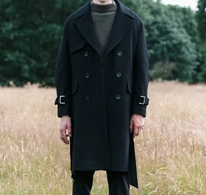 

S-6XL / HOT / Spring Men's New Fashion Personalized customization Double-breasted lapel woolen coat