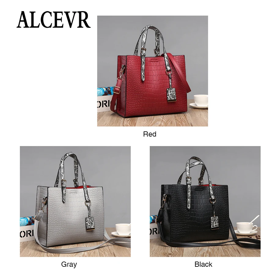 ALCEVR Simple Style Alligator PU Leather Shoulder Bags Solid Color Soft Handbags For Female Casual Crossbody Women | Багаж и сумки