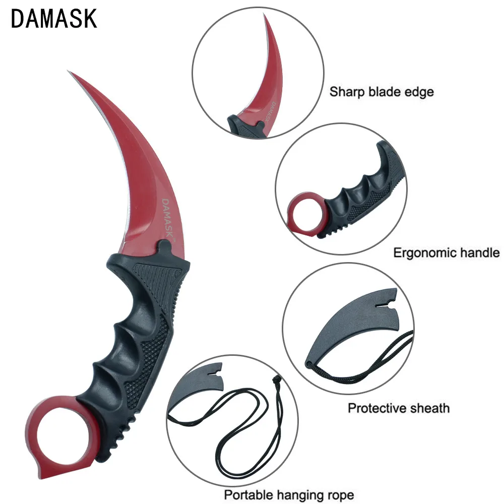 Sharp Открытый выживания ножи дамаск бренд CSGO Counter Strike керамбитовый нож нержавеющая