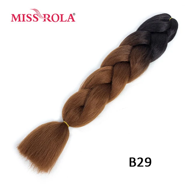 Miss Rola, большие синтетические косы, волосы, 100 г, 24 дюйма, высокотемпературное волокно, Джамбо, волосы для наращивания, Омбре, вязанные крючком, косички - Цвет: B29