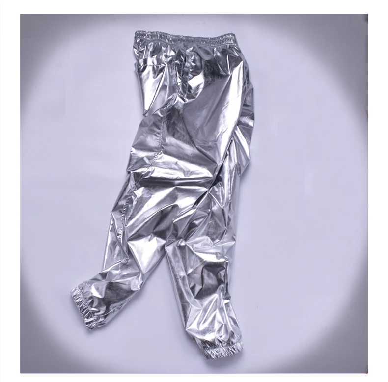 Plus size 8XL Spring Women Loose Silver Harem Pants Female Casual Shiny jogger sweatpants Women Motorcycle Metallic trousers