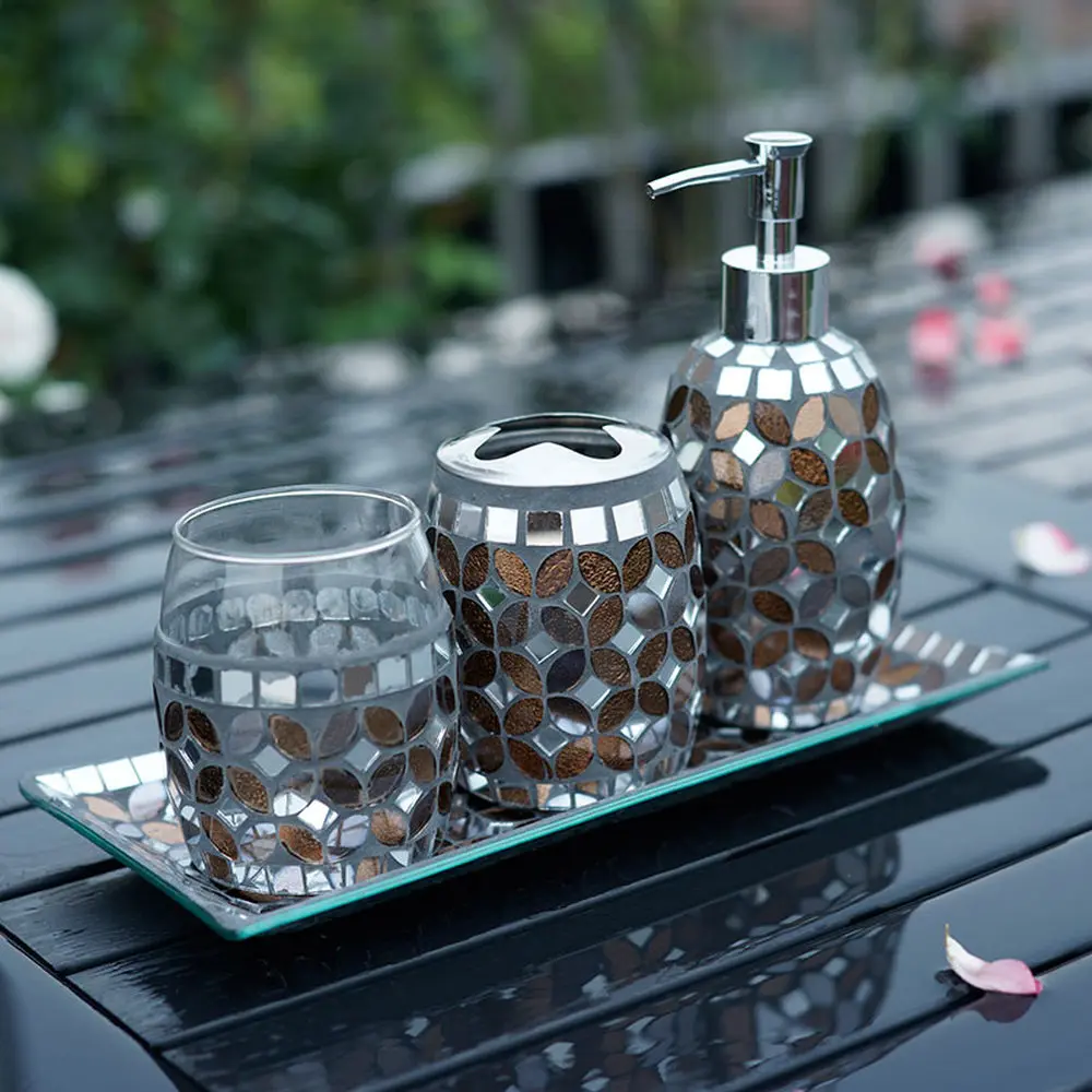 Мозаичная бутылка для лосьона разбитое стекло держатель зубной щетки ручной