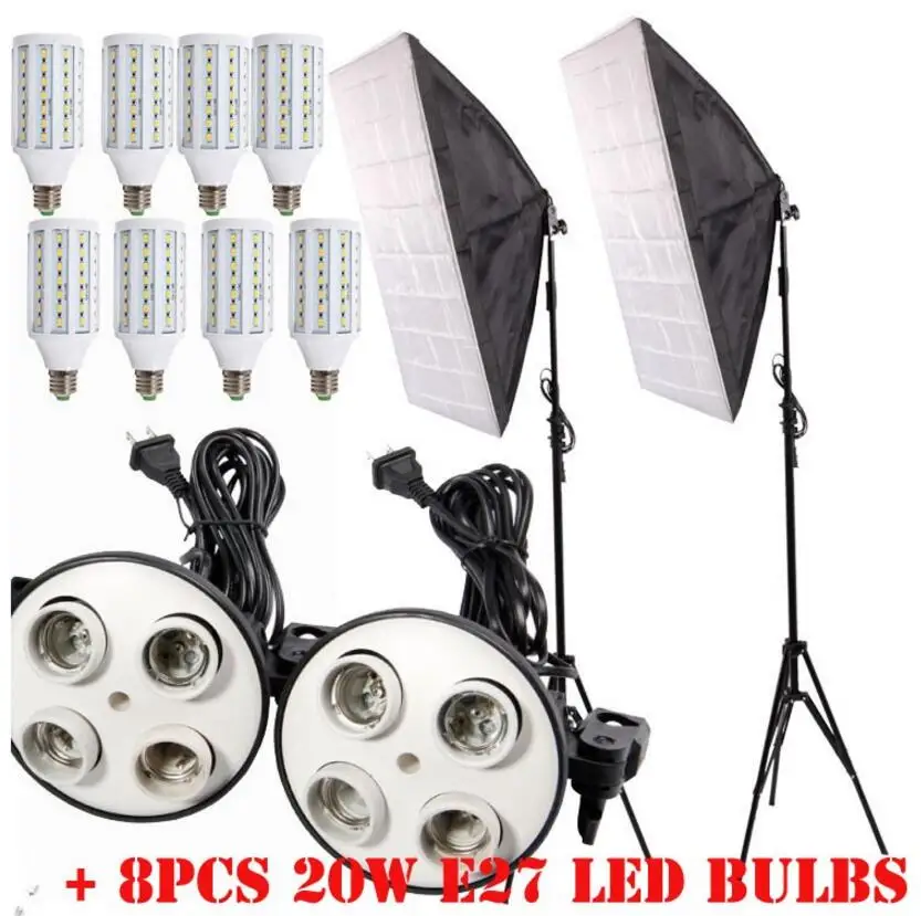 With 8PCS 20W Bulbs ASHANKS холодный белый свет софтбокс Для студийной съемки софт бокс зонт photo equipment of soft studio ce Упаковано хорошо - Цвет: With 8PCS 20W Bulbs