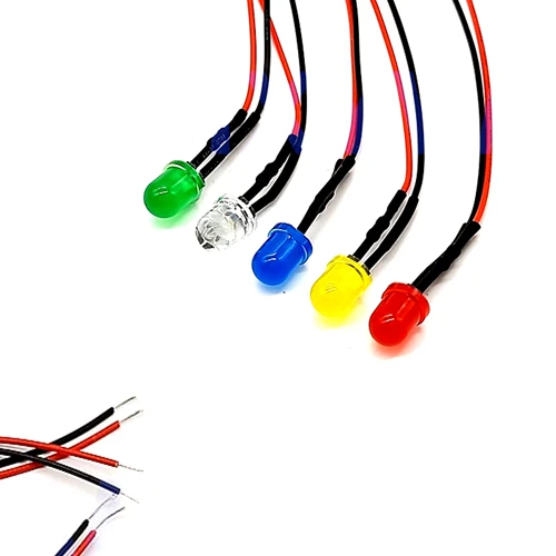 

50Pcs 3V 5V 6V 9V 12V 24V 36V 48V 110V 220V Diffused 8mm LED With 20cm Red&Black Wire, Light=Orange, Pink, Purple