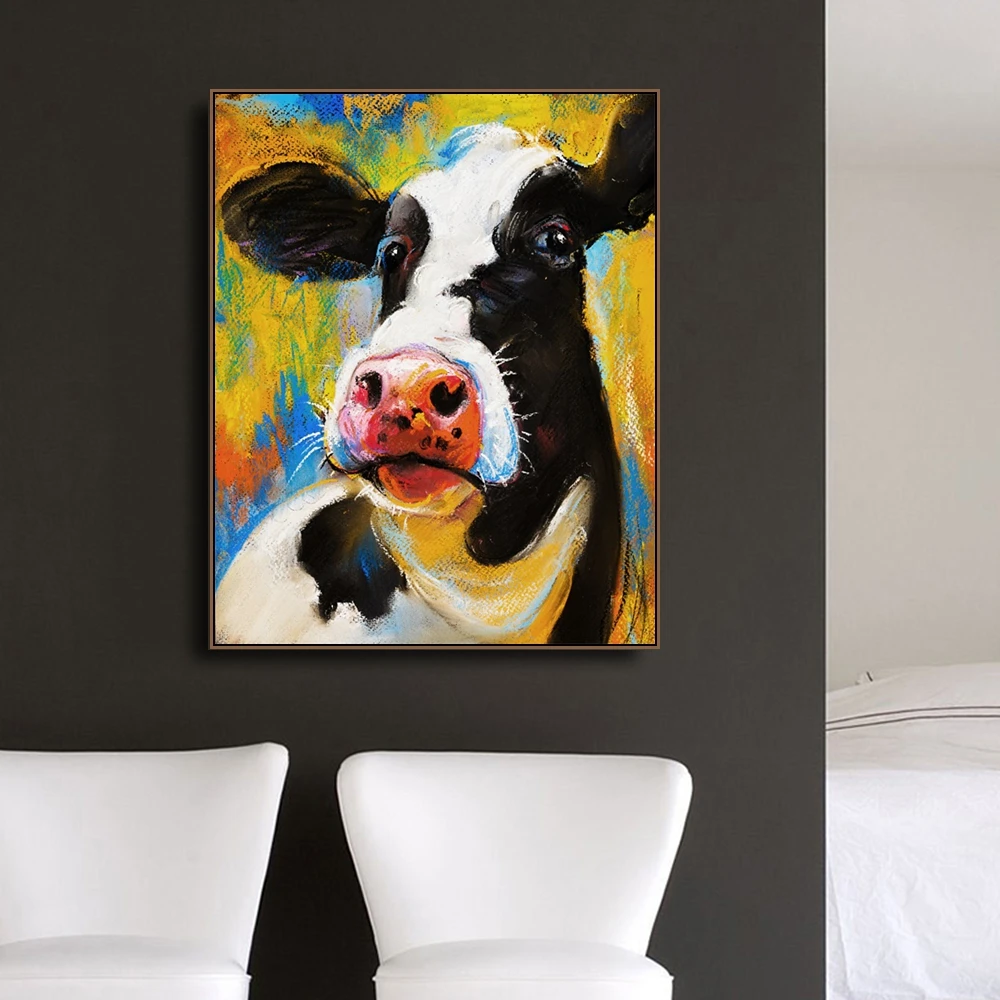 

Watercolor Cow Animals Print on Canvas Home Decor Wall Art Oil Painting Wall Picture Postesrs for Living Room Bedroom Decoration