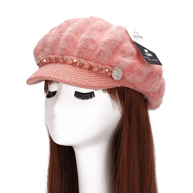 Теплые Женские Зимние Hat Для Женщин Шляпа Skullies &amp Шапочки кролик Волос Берет Cap