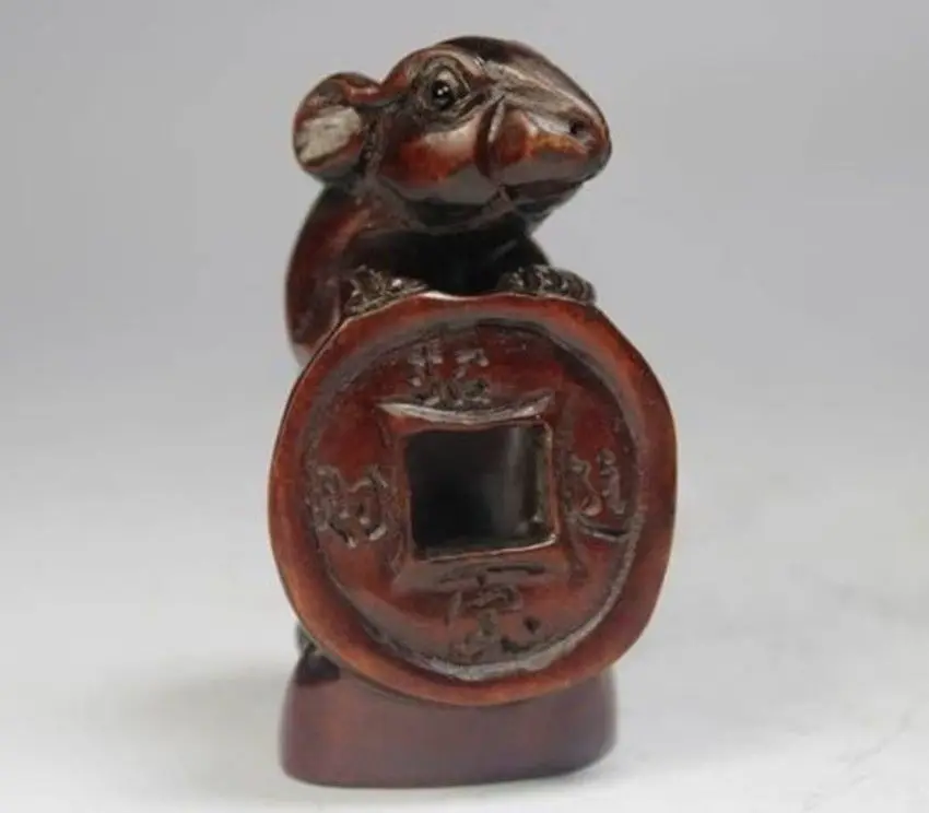 Восточный старый Самшит ручной работы резьба мышь NETSUKE