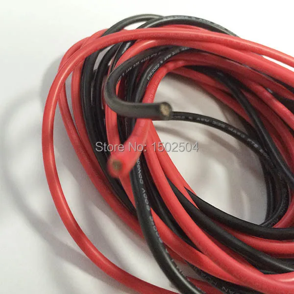 Фото Силиконовый провод 14 AWG, гибкие многожильные медные кабели 1 м, черный и 1 м, красный для RC №2