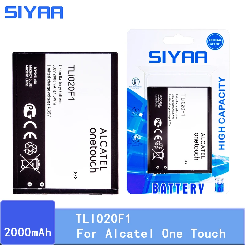 Оригинальный SIYAA TLI020F1 Батарея для TCL J720T J726T Alcatel One Touch рoр 2 5042D C7 7040 OT 7040D Li Ion 2000mA|tli020f1