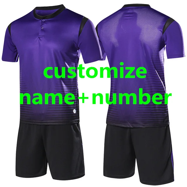 Custom name number Футбольные майки для детей и мужчин, набор футболок для футбола survetement, детские футболки для мальчиков с пуговицами, комплект тренировочной формы Futbol - Цвет: Custom name number