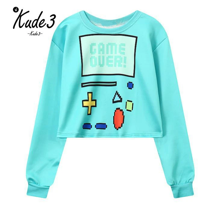 Толстовка Харадзюку игровой автомат печати милый кроп Топ панк хип-хоп 8446 |