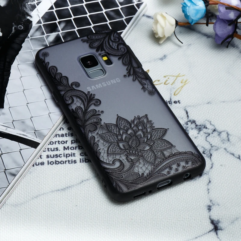 Милый прозрачный чехол с розовыми цветами для samsung Galaxy S10 S6 s7 edge S10e S9 S8 Plus A6 A8 A3 A5 A7 TPU+ PC задняя крышка