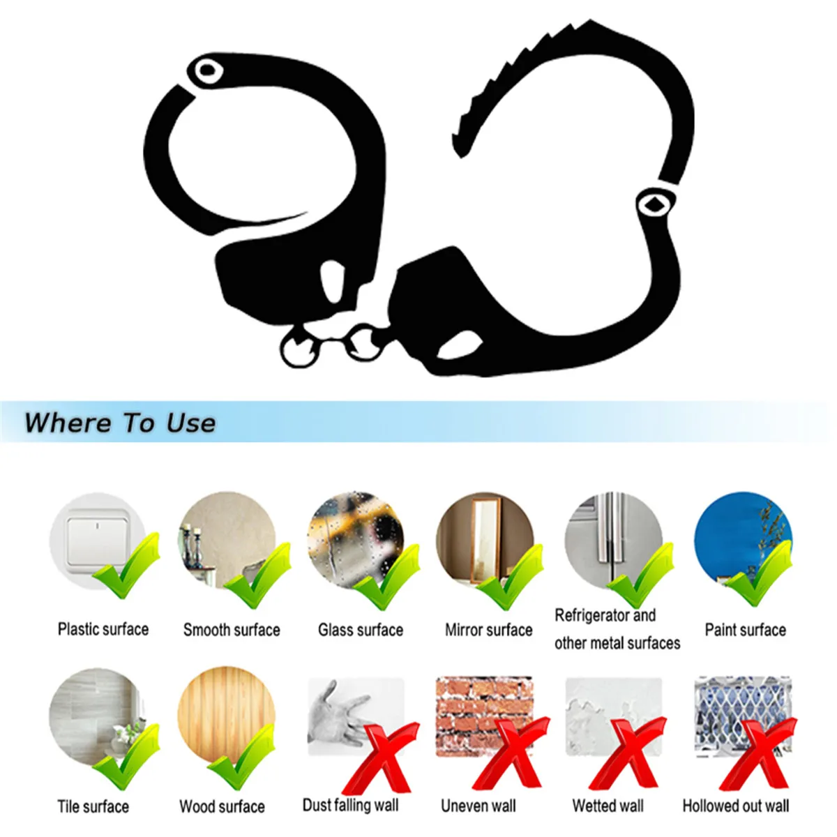 Полиция Наручники стены для дома окон и стекла двери автомобиля стикер ноутбука