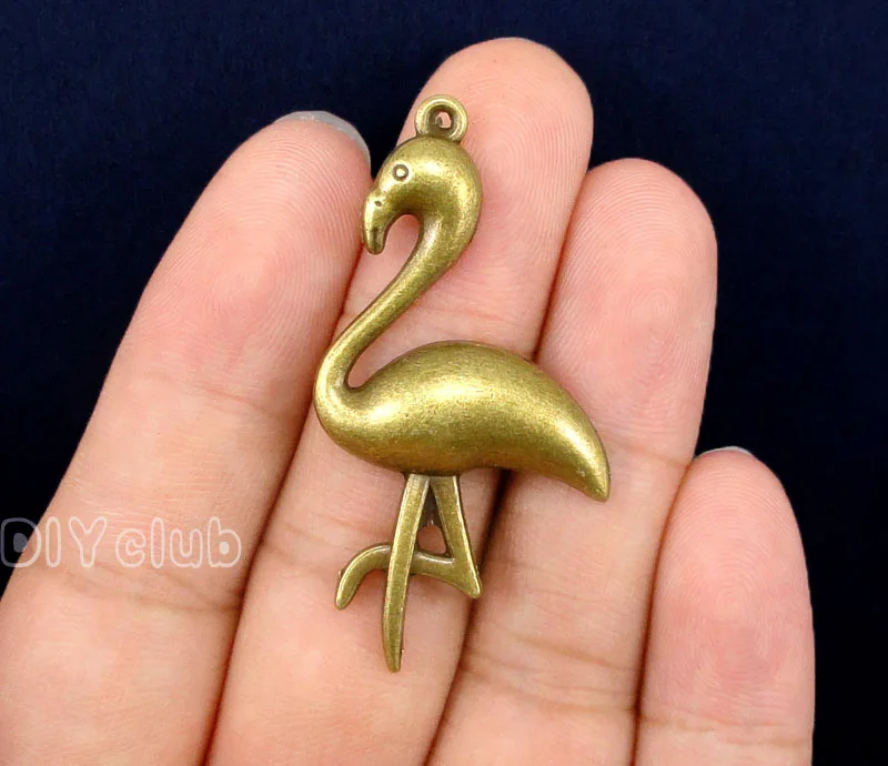 30pcs-антикварная бронза Egret птица подвеска, фламинго Подвески 47x24мм