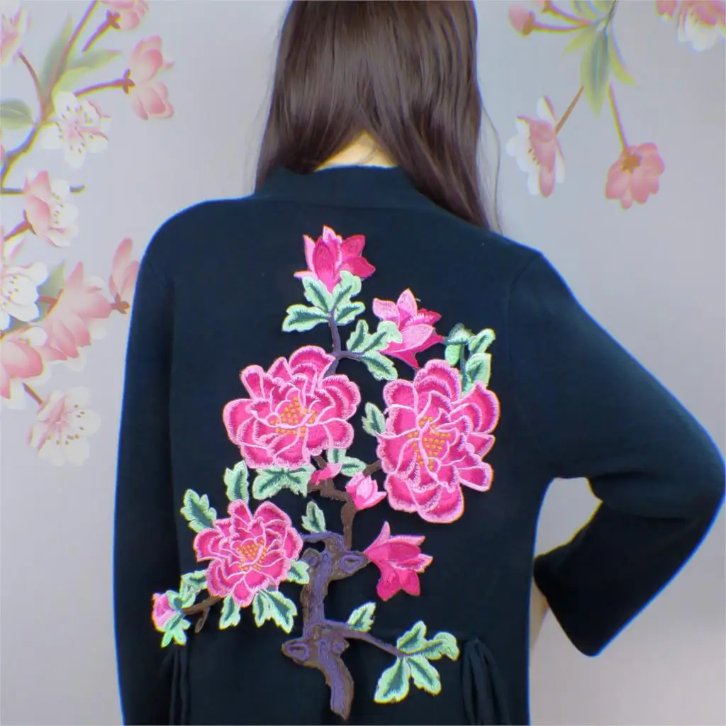 

flower 43*34cm applique patches vintage embroidered badge fabric patch Fashion clothing decoration accessories patch